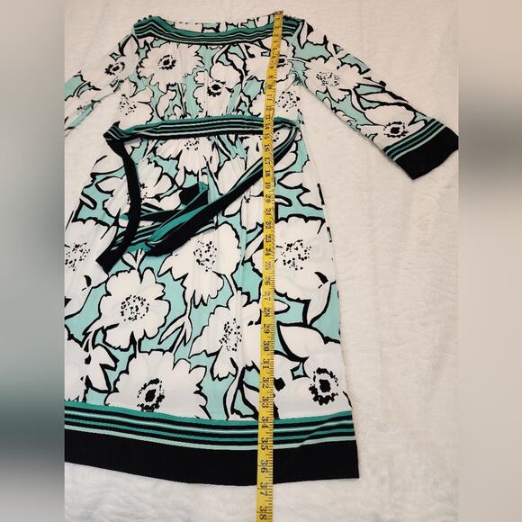 New York and Company Mint Black Belt Tie Floral Easter Spring Dress, Small - Picture 7 of 13